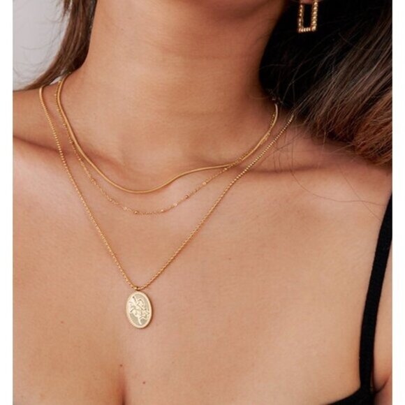 BEAUTIFUL DOUBLE Layer Gold Chain Necklace Non-tarnish Waterproof snake Chain - Picture 3 of 13